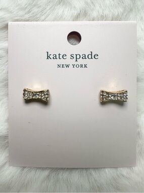kate spade Gold-tone Crystal Bow Stud Earrings